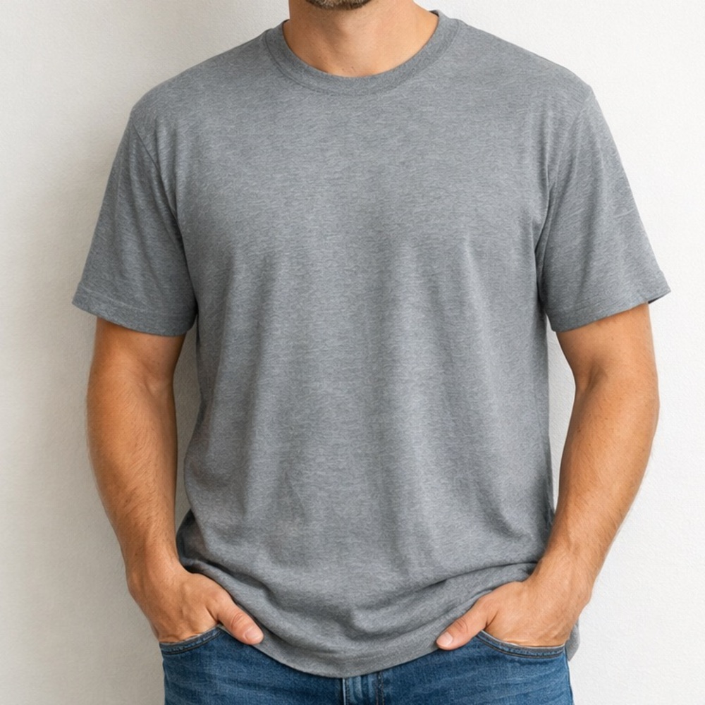 Faded Glory Heather Gray Relaxed Fit Crew Neck Tee – Medium